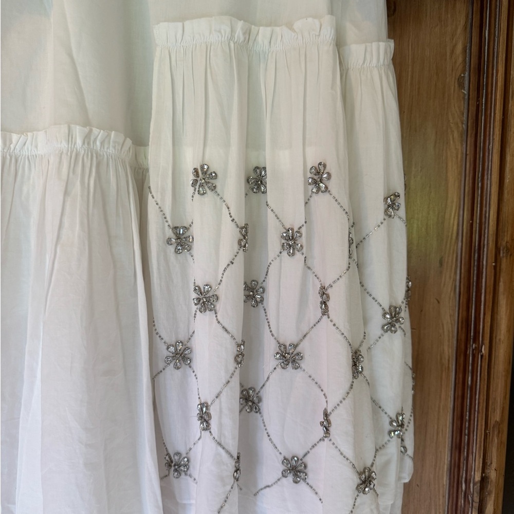 New RHODE Elsa Embellished Cotton Wrap Minidress size S - Picture 7 of 16